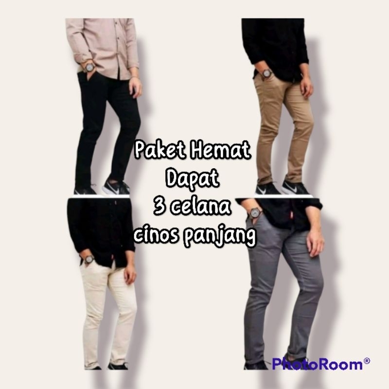 Calana Panjang Pria | Dapat 3 Celana Chinos Panjang | Celana Pria