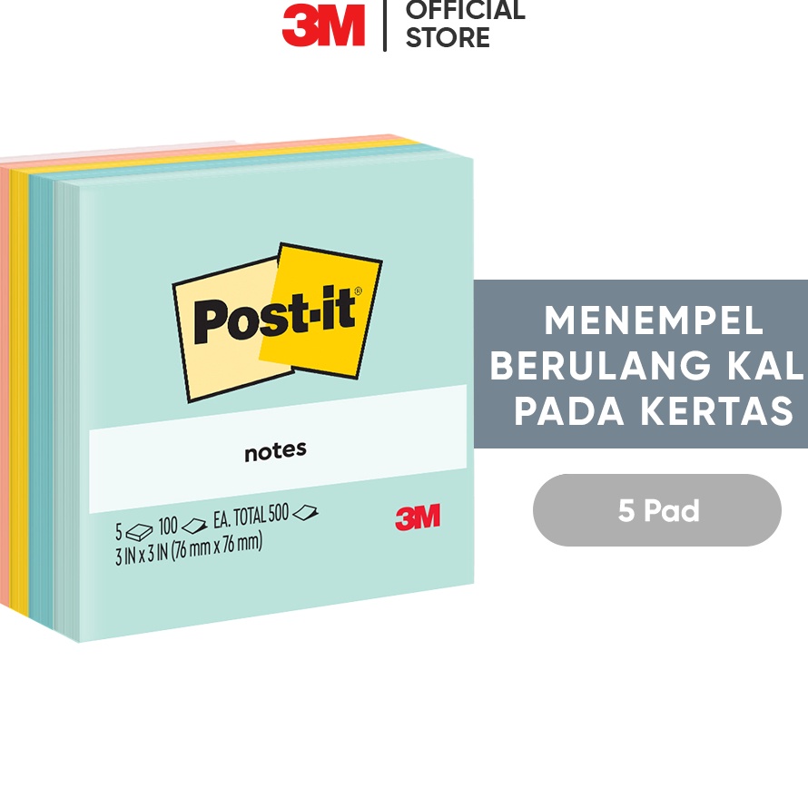

PENAWARAN HEBOH 3M Postit Notes 6545AP Menempel berulah kali pada kertas 5 pad 76x76 mm Untuk berbgai permukan kertas