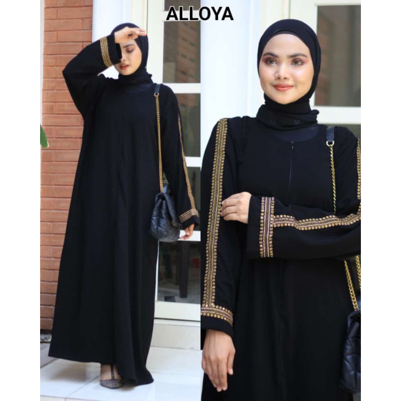 Abaya  gamis hitam bordir fremium simple ilegant