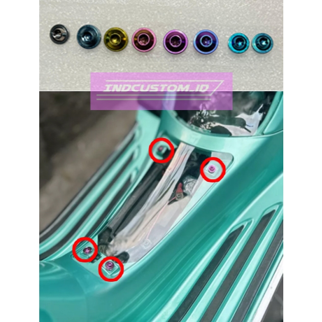 baut titanium cover aki vespa matic sprint primavera lx s