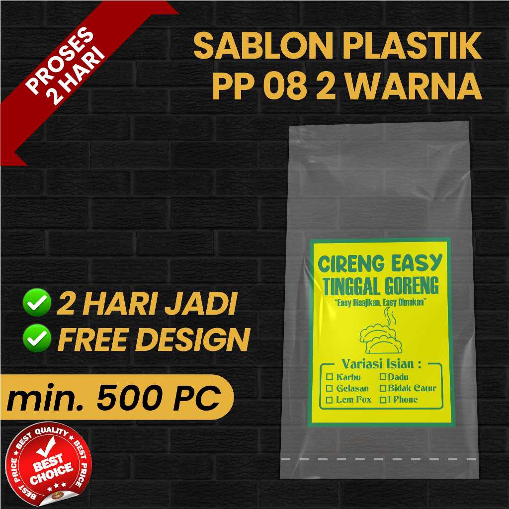 

SABLON PLASTIK PP 08 (2 WARNA)