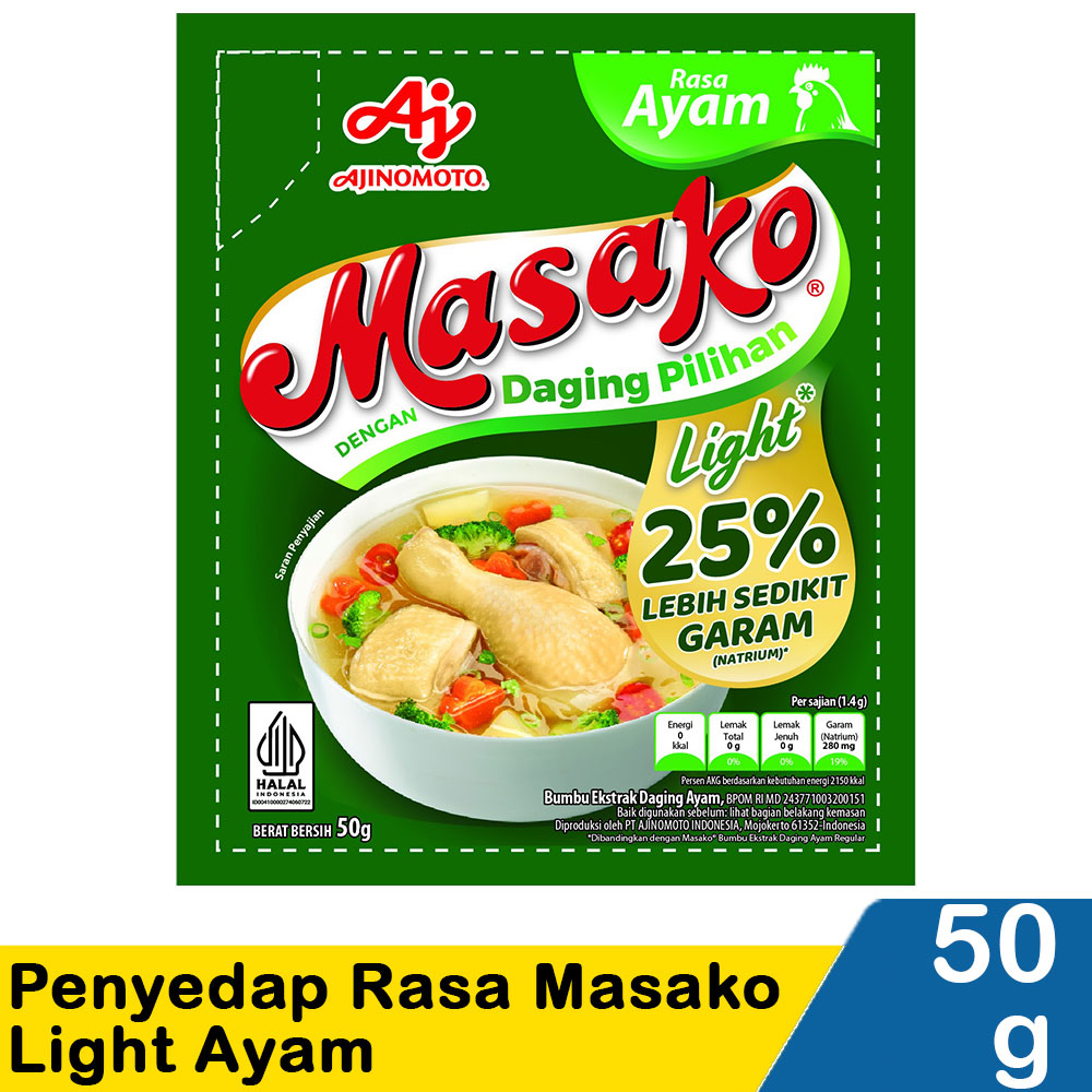 

Masako penyedap ayam light 50 gram