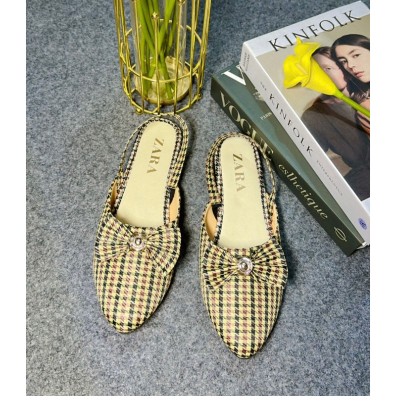 sandal selop sepatu zara pita tali kekinian korean style