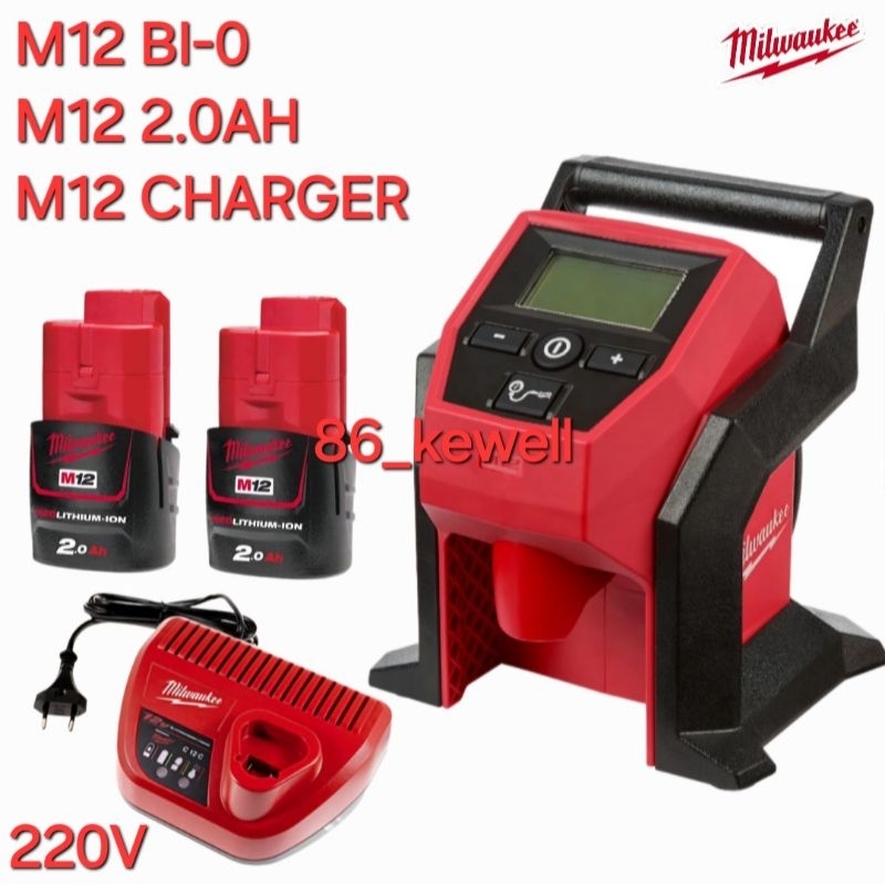 Milwaukee Compact Inflator M12 BI-0 120psi (Paket baterai+charger)
