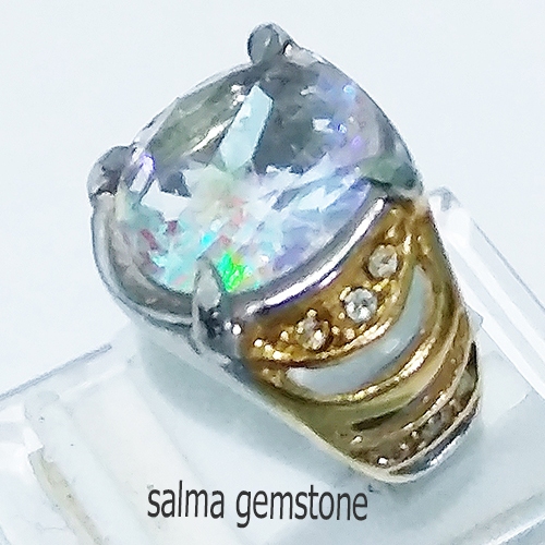cincin batu akik kalimaya pelangi model wanita 1