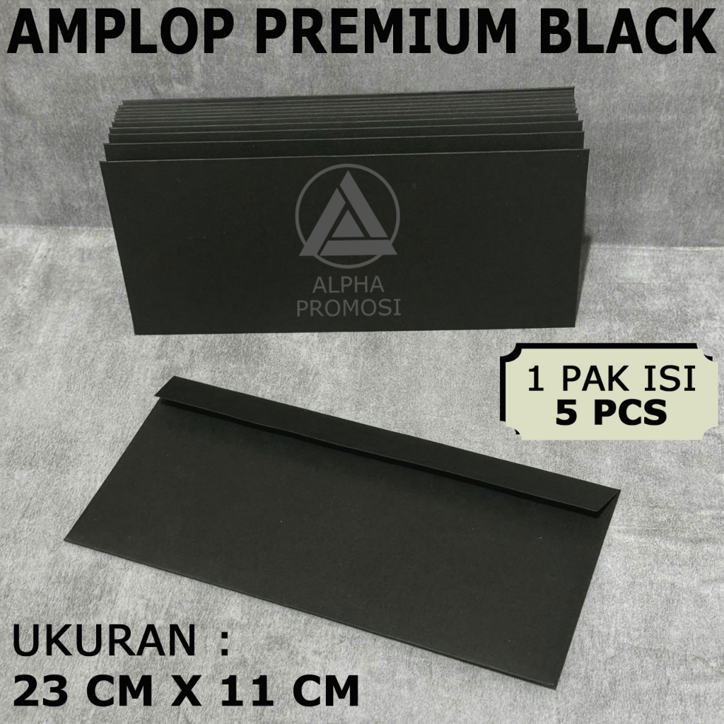 [ ISI 5 Pcs] Amplop Vintage PREMIUM | Amplop Hitam | Amplop Mini | Black Envelope | 23 cm x 11 cm | 