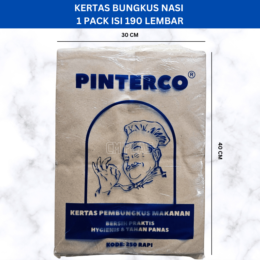 Kertas Bungkus Nasi / Pembungkus Makanan Laminasi Coklat Pinterco 30x40