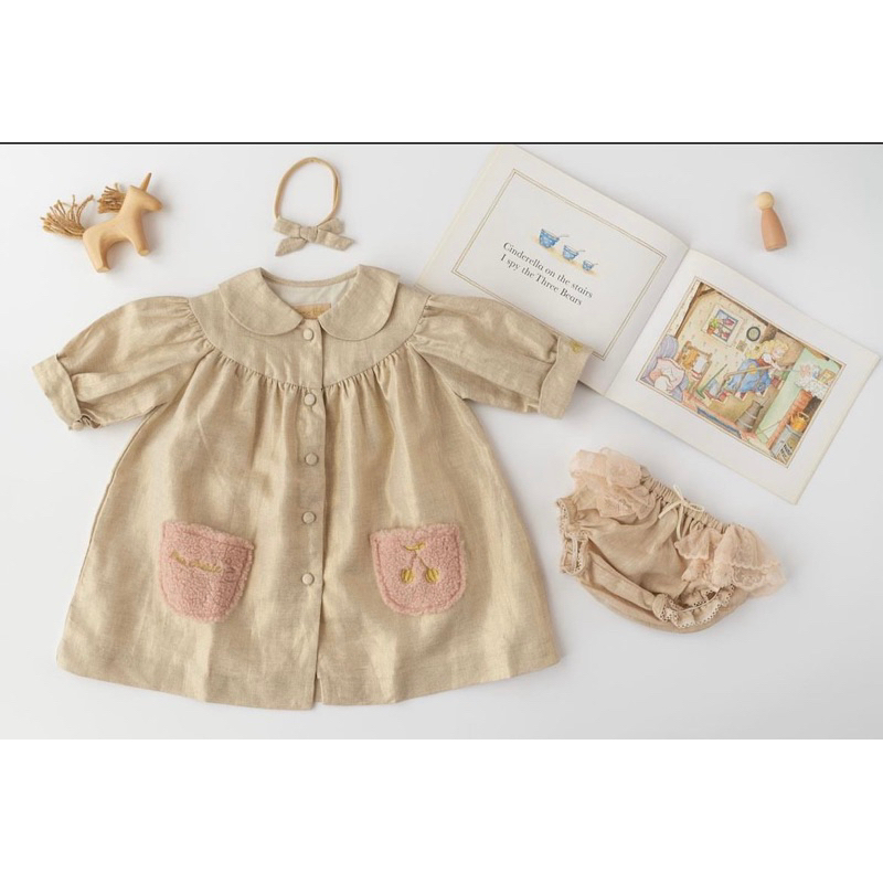 Benne and Belley Le Comente Dress Warna Gold untuk Anak Perempuan Size 12-18M Size Running Big
