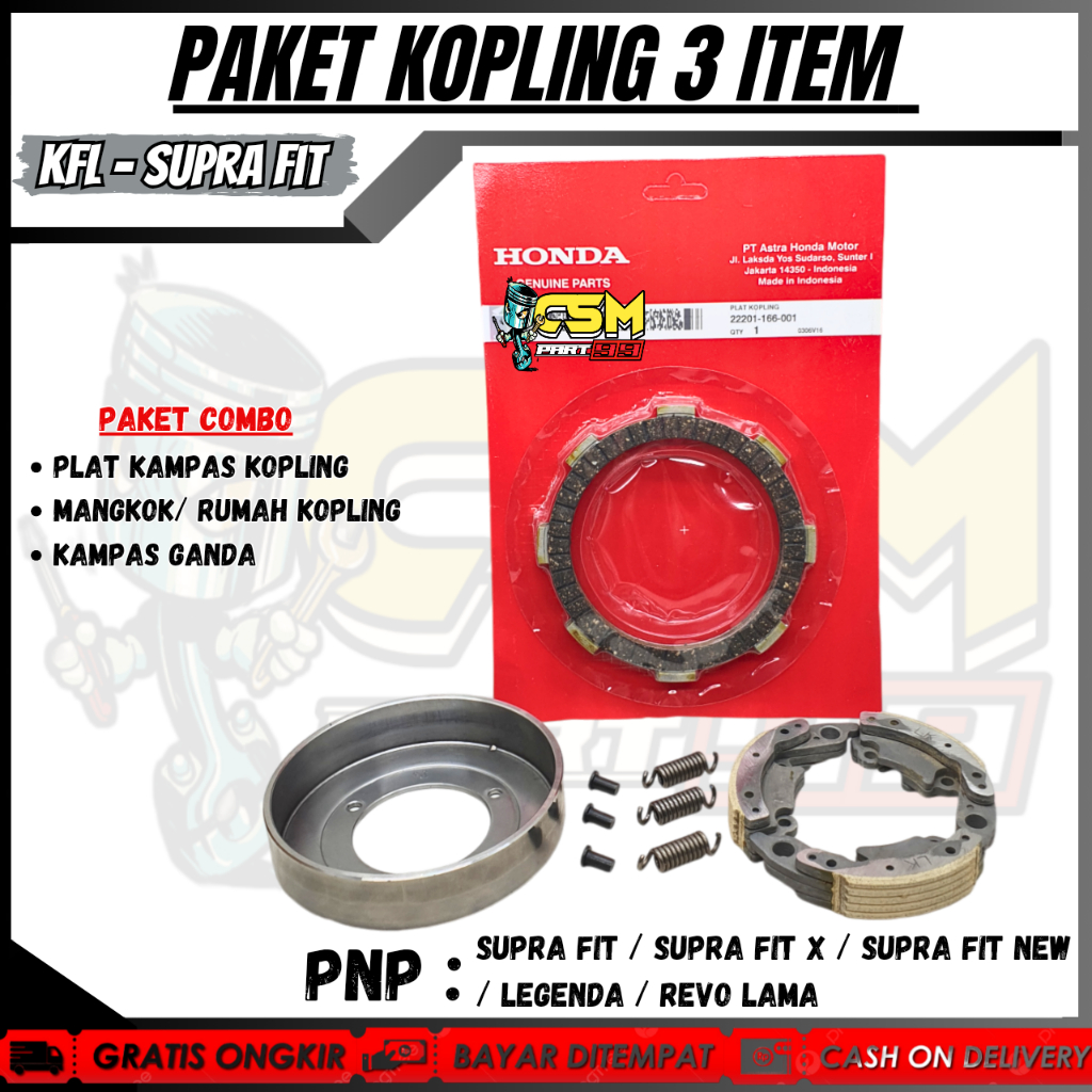 PAKET KOPLING 3ITEM KFL SUPRA FIT NEW / SUPRA FIT / REVO LAMA / LAGENDA / PAKET KAMPAS KOPLING / KAM