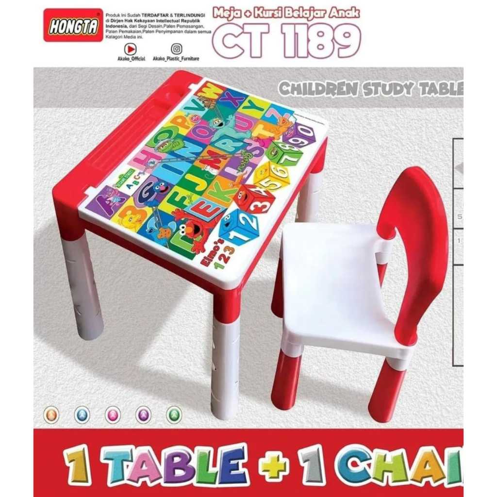 Meja dan kursi anak printing akako Kursi Set Anak Karakter Kursi TK Meja Tulis Meja Sekolah