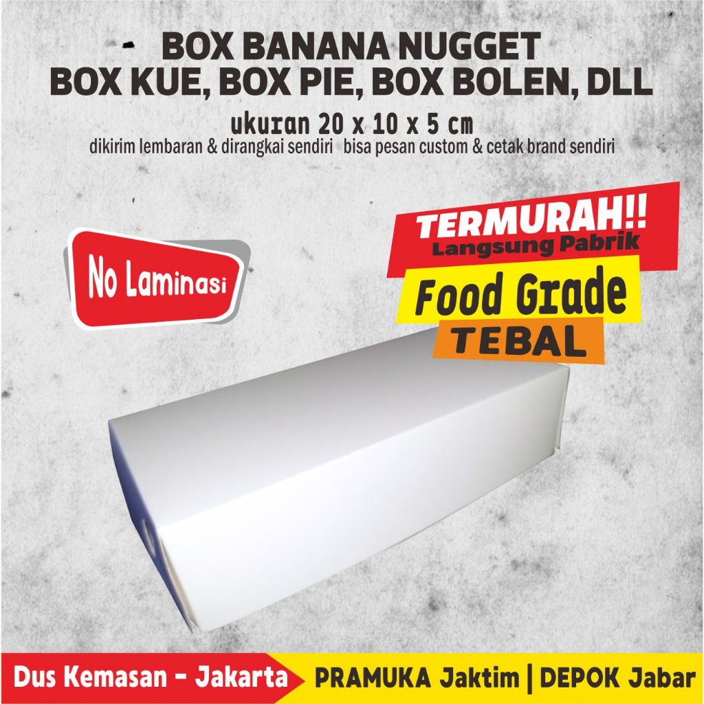 

Box Banana Nugget / Brownies uk 20 x 10 x 5 Polos Tanpa Laminasi