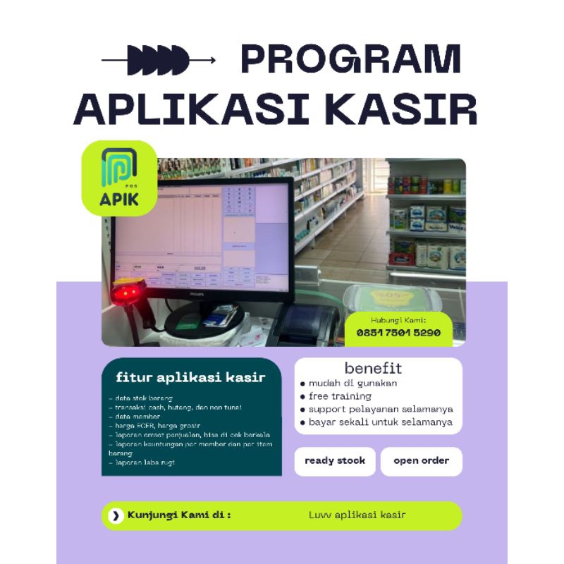 APLIKASI KASIR TERLENGKAP minimarket toko apotek bengkel berbasis desktop pc offline