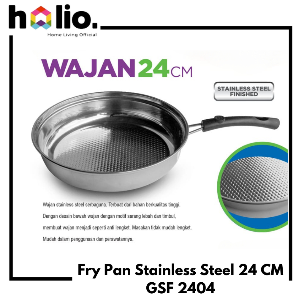Holio Panci Wajan Frypan 24CM Stainless Steel Motif Sarang Lebah Honeycomb Fry Pan 24 CM Anti Lengke