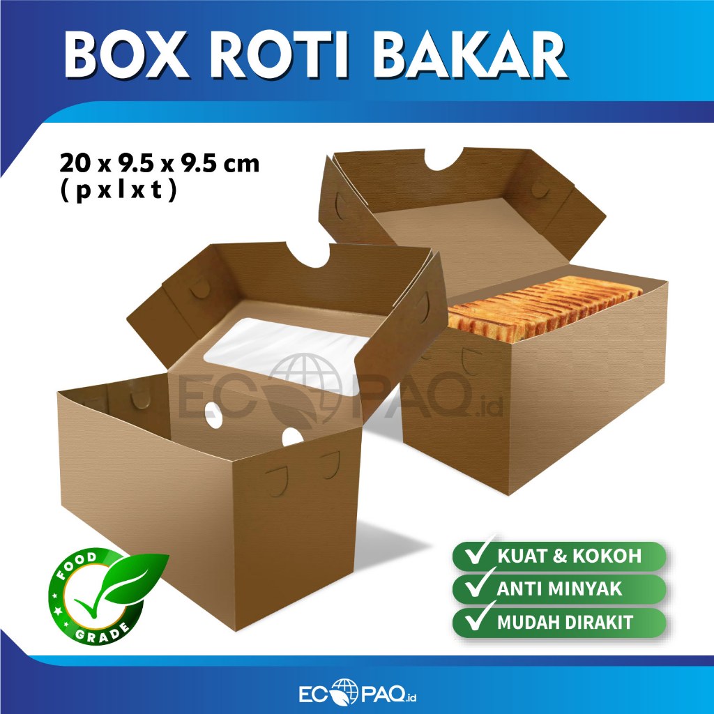 Box Roti Bakar - Dus Roti Bakar Bandung - KRAFT COKLAT - (30 pcs)
