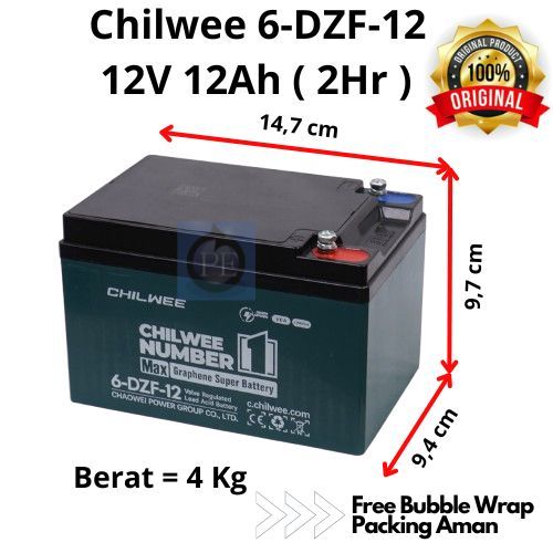 Chilwee Aki Kering 12V 12Ah - VRLA Battery 6-DZF-12