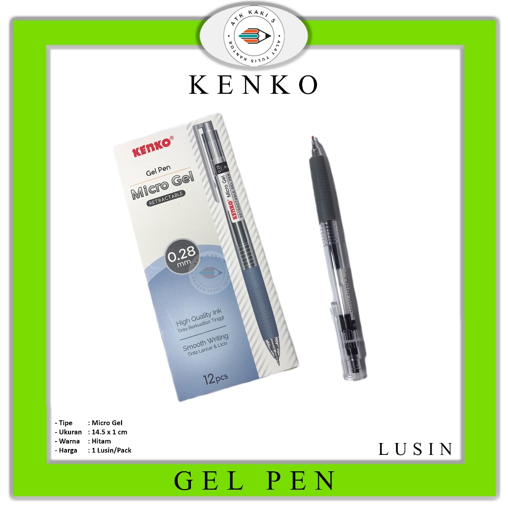 

KENKO - Pulpen Gel Pen Micro Gel Retractable 0.28 mm - LUSIN