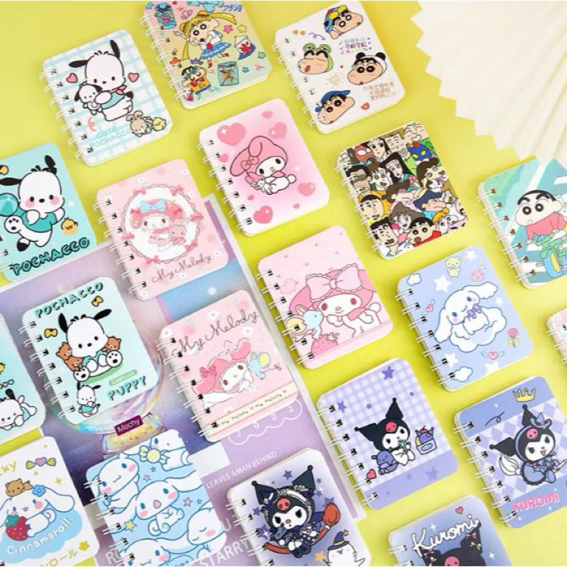 

Buku Tulis Mini Notebook A7 Spiral | Buku Catatan Motif Lucu Sanrio (Melody, Kuromi, Cinnamoroll, Pocchacco)