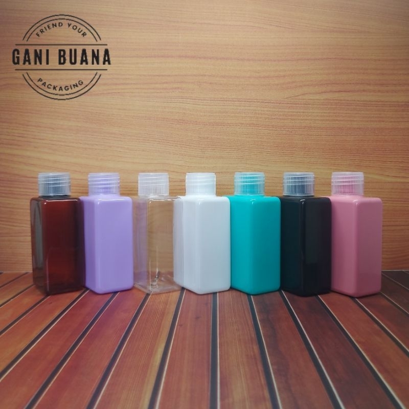 BOTOL URIL 100ML KOTAK VARIAN WARNA TUTUP URIL PLASTIK BENING / BOTOL URIL PLASTIK 100ML