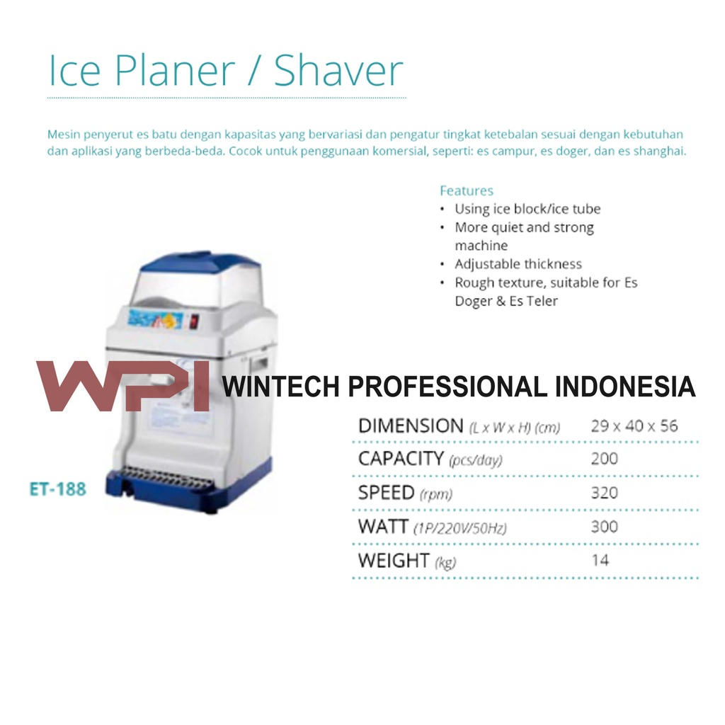 Gea ET-188 Ice Shaver Ice Planner / Mesin Penyerut Es Batu / Mesin Serut Es / Mesin Serut Es Salju