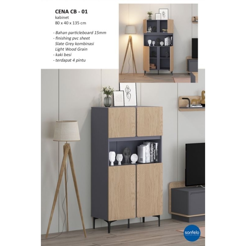Sanfelo Siantano Kabinet Serbaguna Lemari Penyimpanan Pajangan CENA CB-01 Khusus Wilayah Palembang