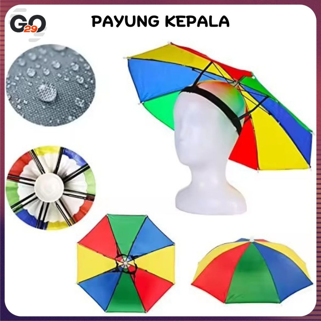 Payung Kepala Anti UV Topi Payung Mancing Topi Payung Kepala Outdoor