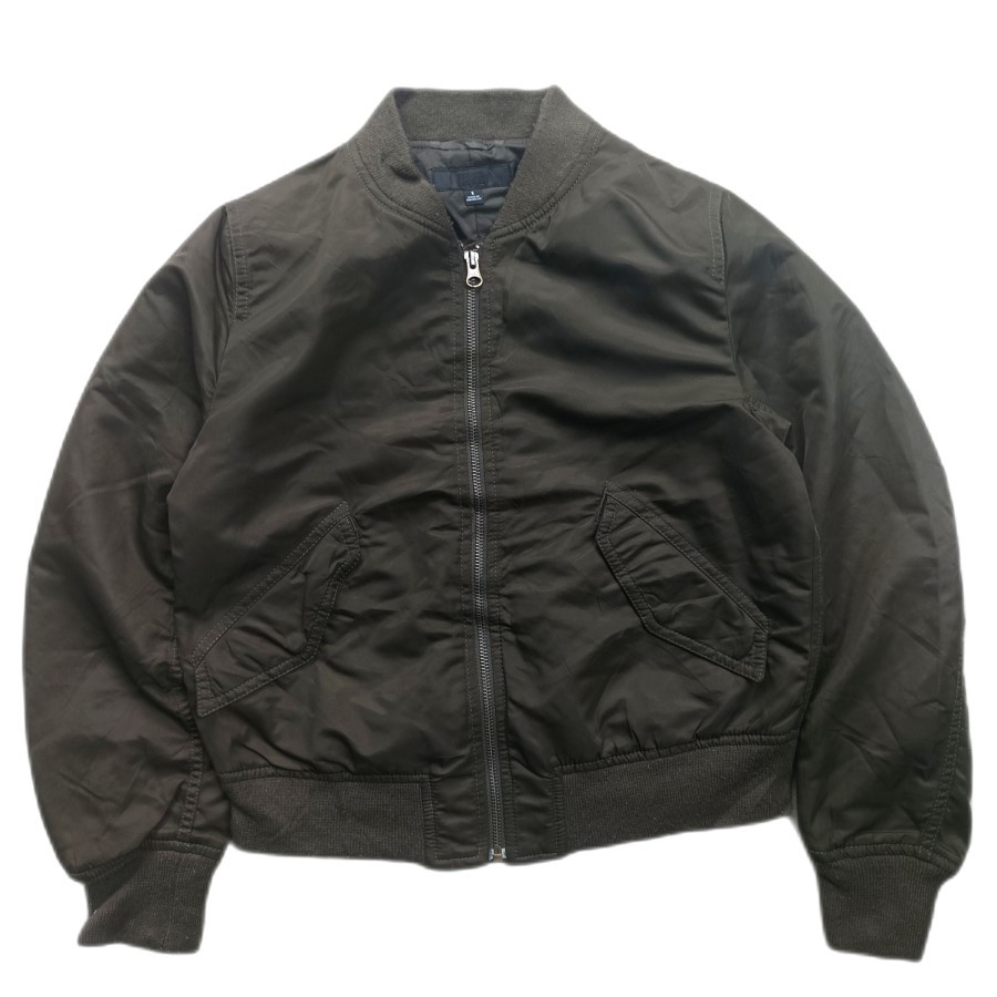 jaket Uniqlo padded MA1 bomber jacket casual women olive green