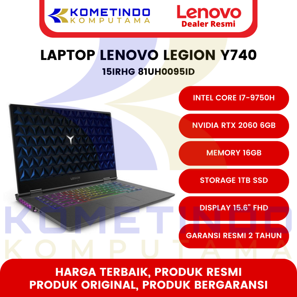 Laptop Lenovo Legion Y740 15IRHG 81UH0095ID Intel Core i7-9750H NVIDIA GeForce RTX2060-6GB 16GB 1TB 