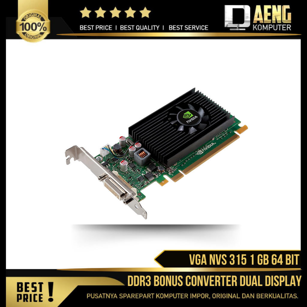 VGA Nvidia NVS 315 1 GB 64 Bit DDR3 Bonus Converter Dual Display