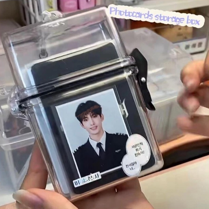 Kotak Penyimpanan Kunci Uang Transparan Plastik Portabel Kpop Photocards Holder Bahan Plastik Tahan 