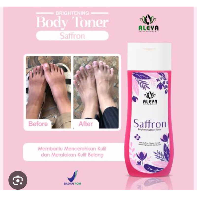 TONER BADAN Saffron whitening by aleya skincare  Toner badan PERMANENT Bpom by aleya skincare