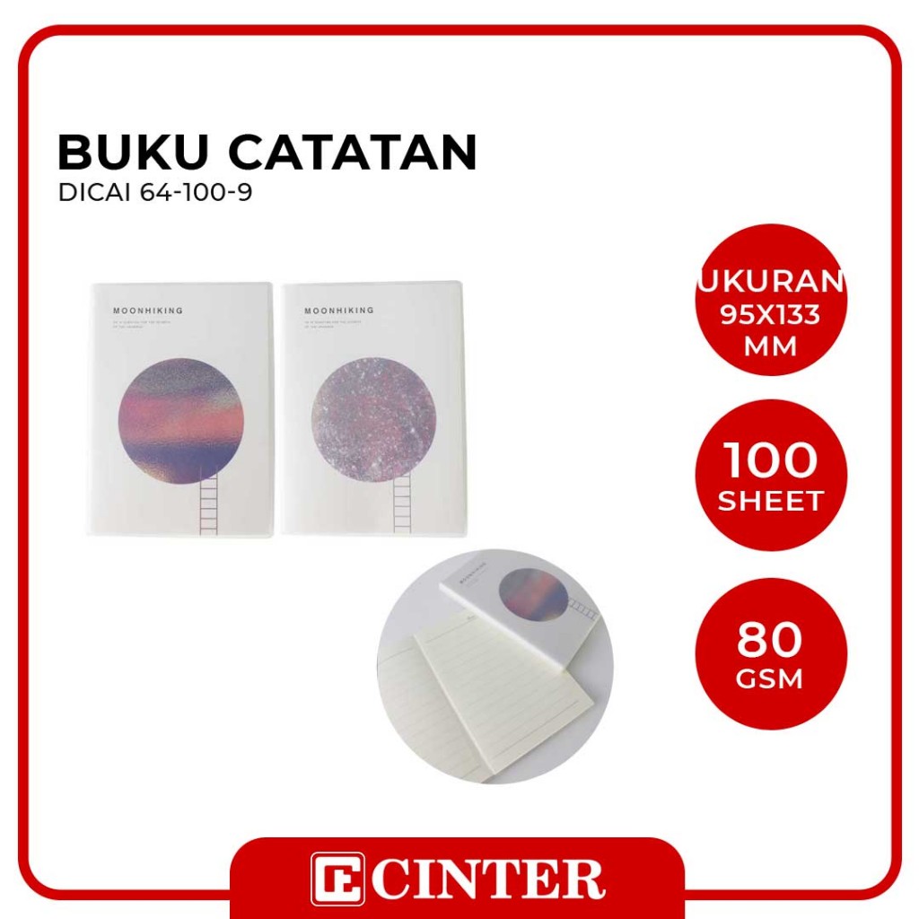 

DICAI - BUKU SAKU / BUKU CATATAN KECIL / NOTE BOOK 64K 64-100-9 9.5X13.3CM MOONHIKING