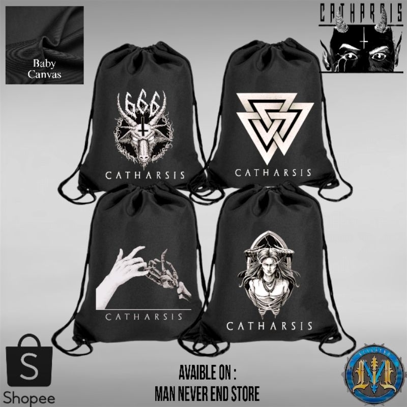 String Bag Kanvas Twill Tebal Catharsis Empire / Tas Tali Serut Gymsack Baby Canvas Twill Distro Cat