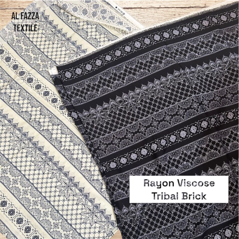 Kain Katun Rayon Viscose Tribal Brick | Katun Rayon Lembut Kain Rayon Motif Bahan Katun Rayon Metera