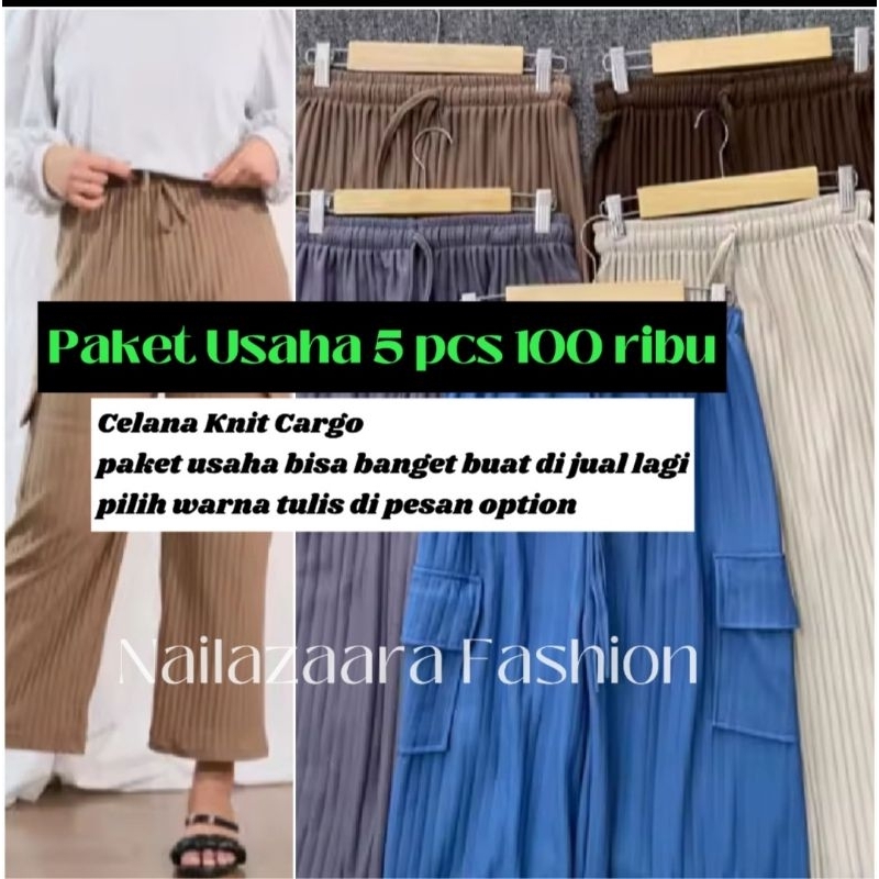 Promo ..... Paket Usaha 5pcs 100 Ribu / Celana Cargo Knit premium / Celana Cargo Wanita Terlaris