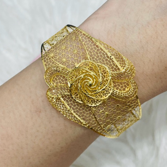 gelang bunga kerawang simple elegant mewah murah emas asli kadar 700 & 875