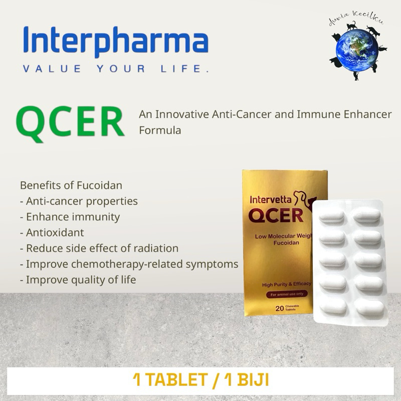 INTERVETTA QCER OBAT KANKER & TUMOR KUCING ANJING PLUS IMMUNE & ANTIOXIDANT (1 TABLET)