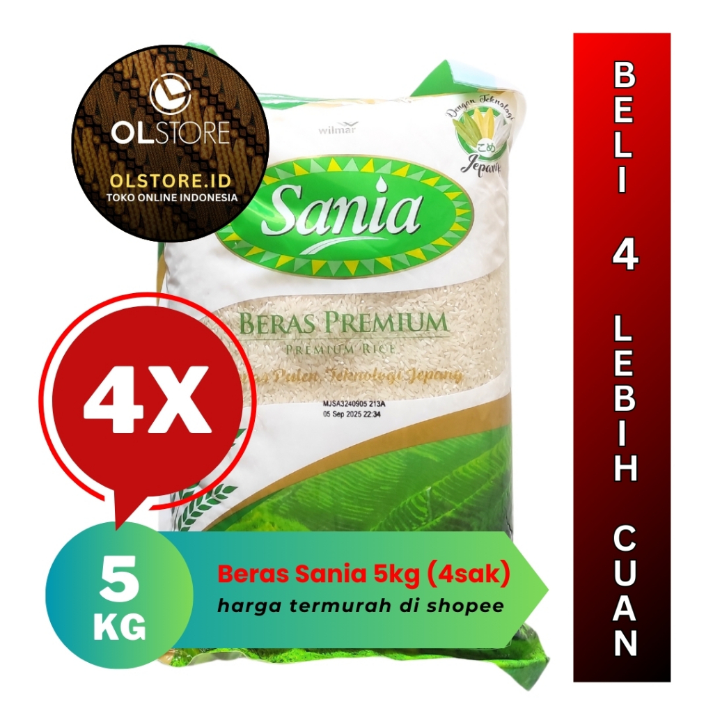 

Beras Premium Sania 5kg Paket Isi 4 sak