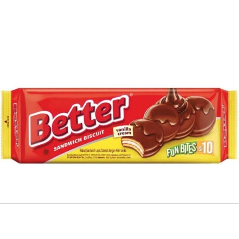 

Better Fun Bites 100 gram | Better Sandwich biskuit | Biskuit vanilla