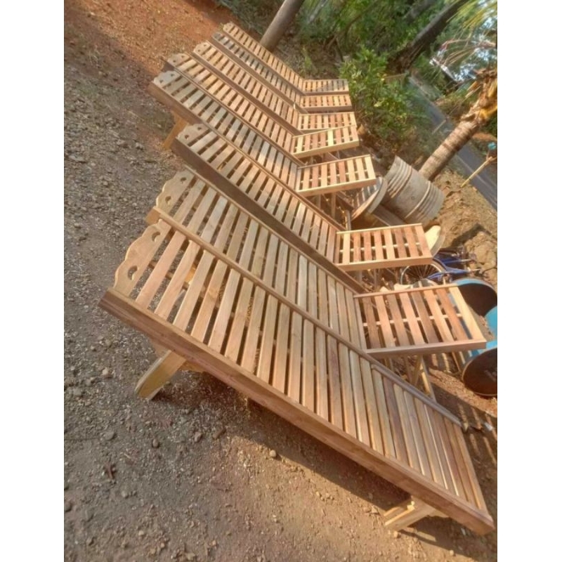 kursi pantai jati mentahan/Lonjer jati