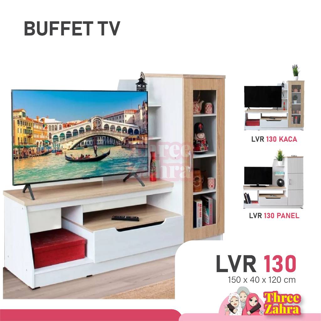 Meja Buffet TV LVR 130 Kaca / Rak TV / Minimalis / Modern / Elegant (KURIR TOKO)