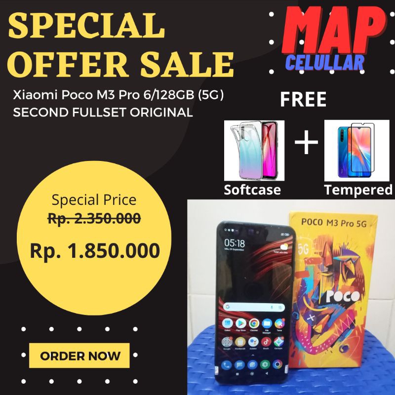 Xiaomi Poco M3 Pro 6/128GB (5G) Second Fullset Original Berkualitas