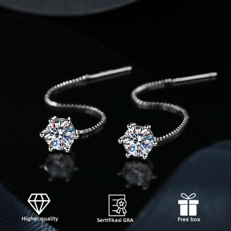 Anting Moissanite GRA ORI Anting berlian asli Perak Klasik dan elegan Wanita anting fashion GRA sert