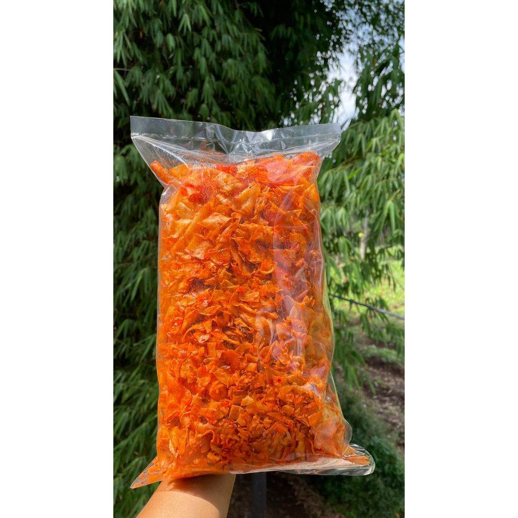 

Keripik singkong kriwil pedas manis bumbu kering kemasan 250 gr, 500 gr dan 1kg