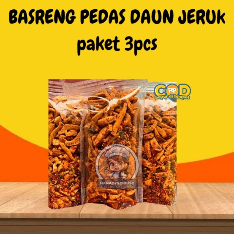 

(PAKET BASRENG 3 PCS) Tersedia Baso aci seblak baso aci ayam mercon cuanki lidah batagor kering gurilem pilus cikur pedas gurih enak murah paket usaha basreng pedas daun jeruk