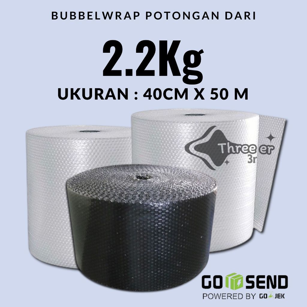 

Bubblewrap Hitam/Bening Potongan 2.2Kg 40cm x 50m Plastik Packing Paket Online Shope Surabaya Barat