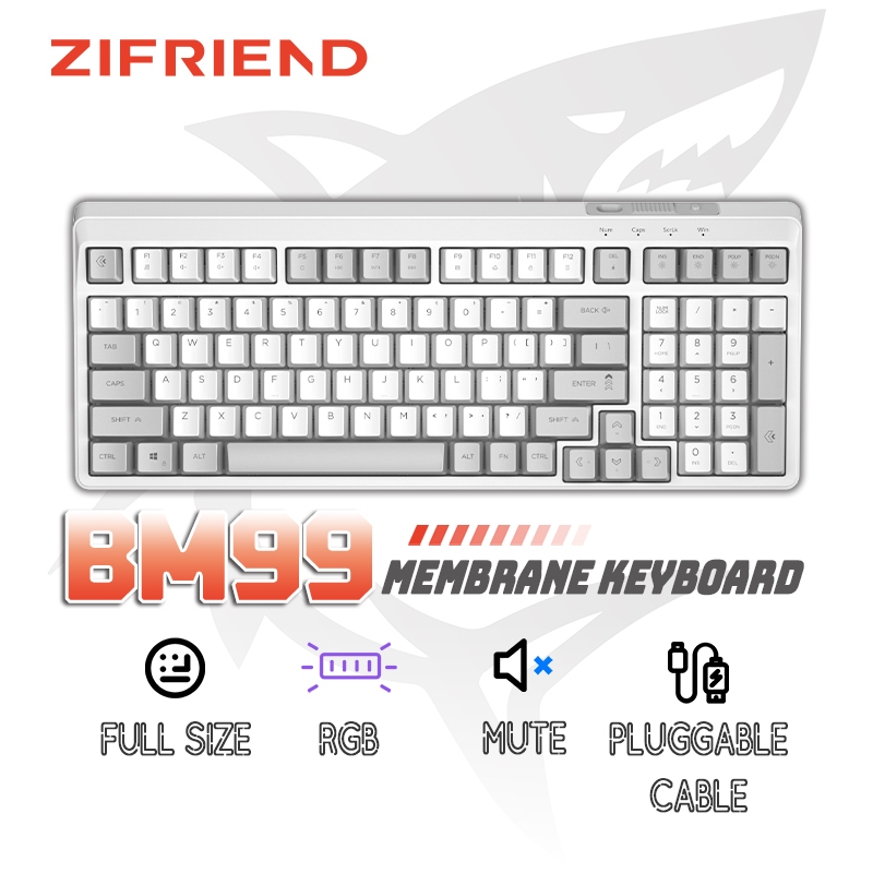 Zifriend BM99 Gaming Keyboard RGB Mechanical Feel Keyboard Laptop Keyboard