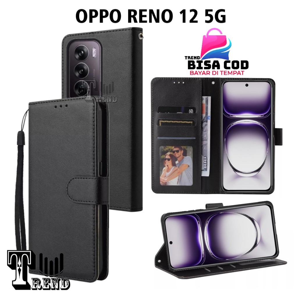 LEATHER CASE FLIP OPPO RENO 12 5G  - FLIP CASE KULIT UNTUK OPPO RENO 12 5G