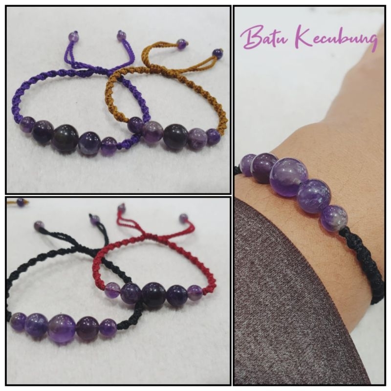 Gelang tali batu kecubung asli