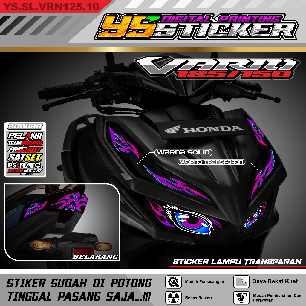 STIKER Alis lampu VARIO NEW 125, 150 GEN 1 & GEN 2 - variasi stiker custom alis uvtransparan terbaru
