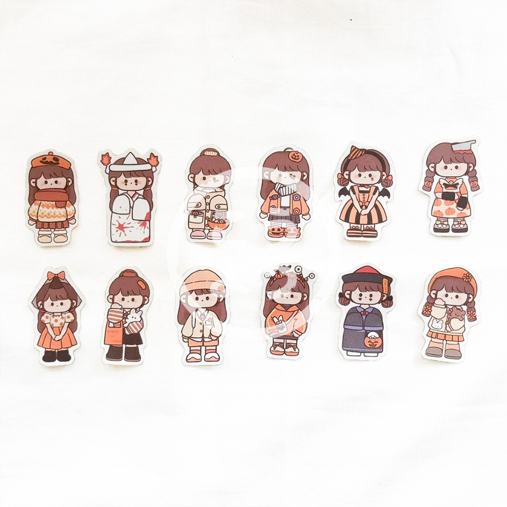 

36 pcs Stiker HVS Chibi Girls Halloween Costume untuk Jurnal / Scrapbook / Freebies (Pack OC4)
